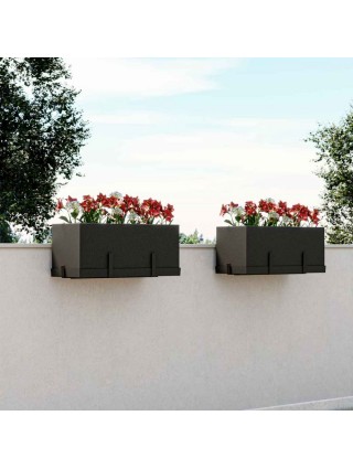 Teraplast 60x25x25cm pakabinamas lovelis su lėkštele KIT Schio Cassa 60, antracito spalvos-Pakabinami ir balkoniniai